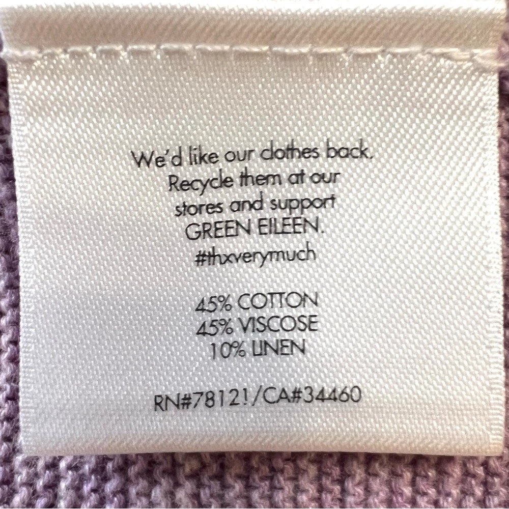 Eileen Fisher Lavender Cotton Linen Blend Open Front Cardigan Sweater Women’s L - Picture 10 of 11